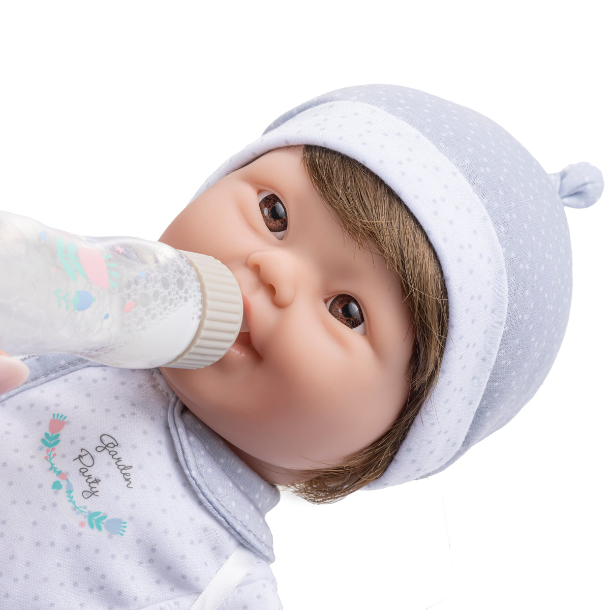 JC Toys, Down Syndrome La Baby 16 inches Soft Body Baby Doll with Brown Hair - Realistic Features