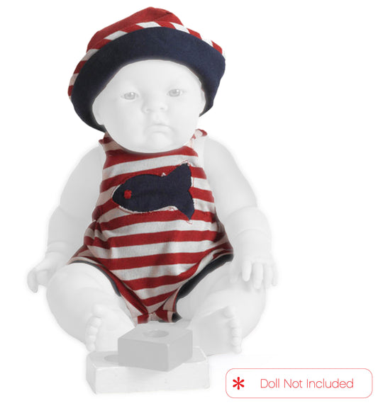 Red Stripe Onesie and Hat for Dolls for 14" Dolls