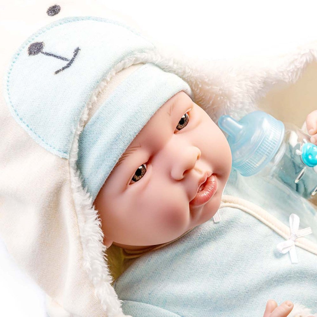 JC Toys, Soft Body La Newborn 15.5 inches baby doll - Blue Bear Bunting Gift Set