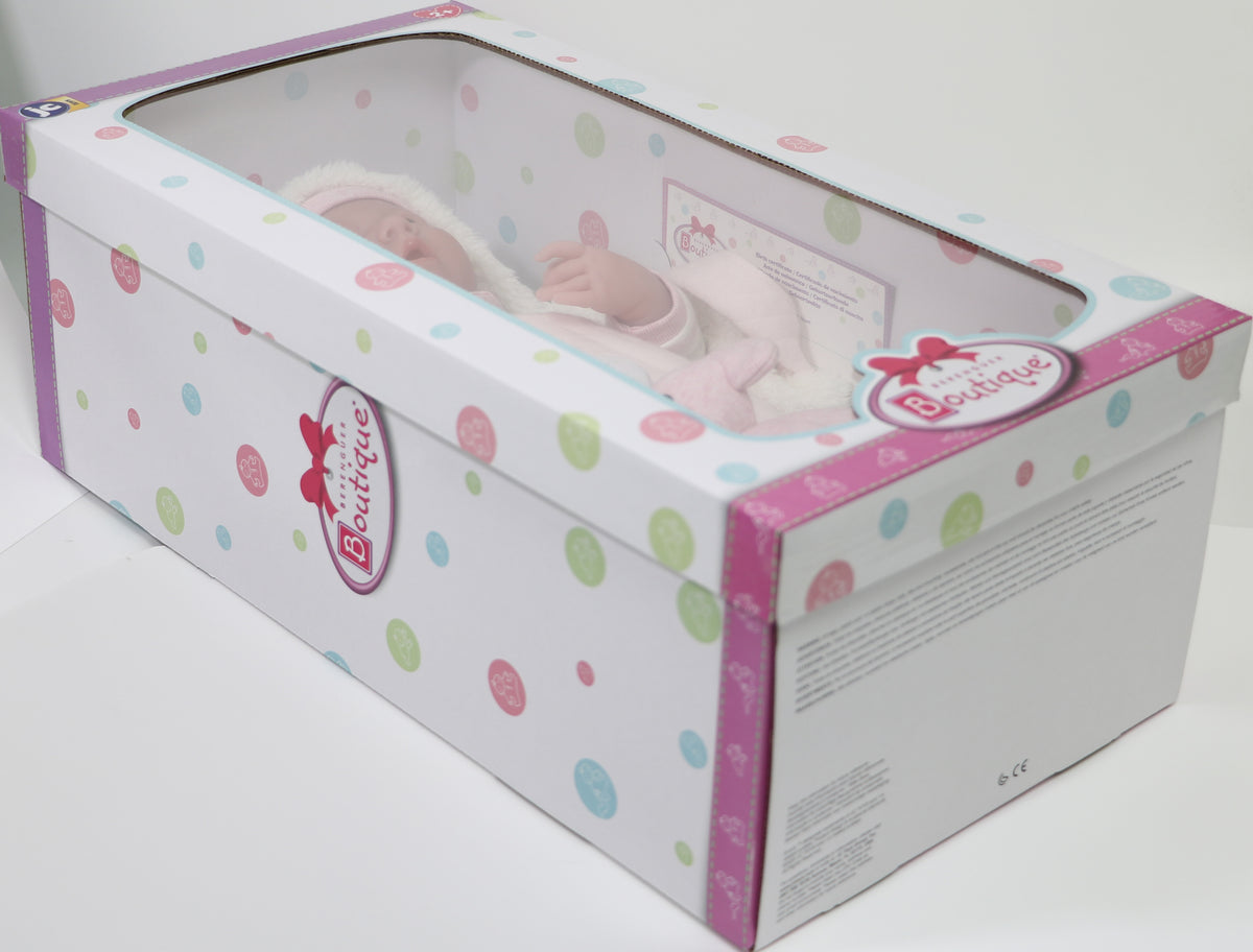 JC Toys, Soft Body La Newborn 15.5 inches baby doll in Pink Soft Basket Gift Set