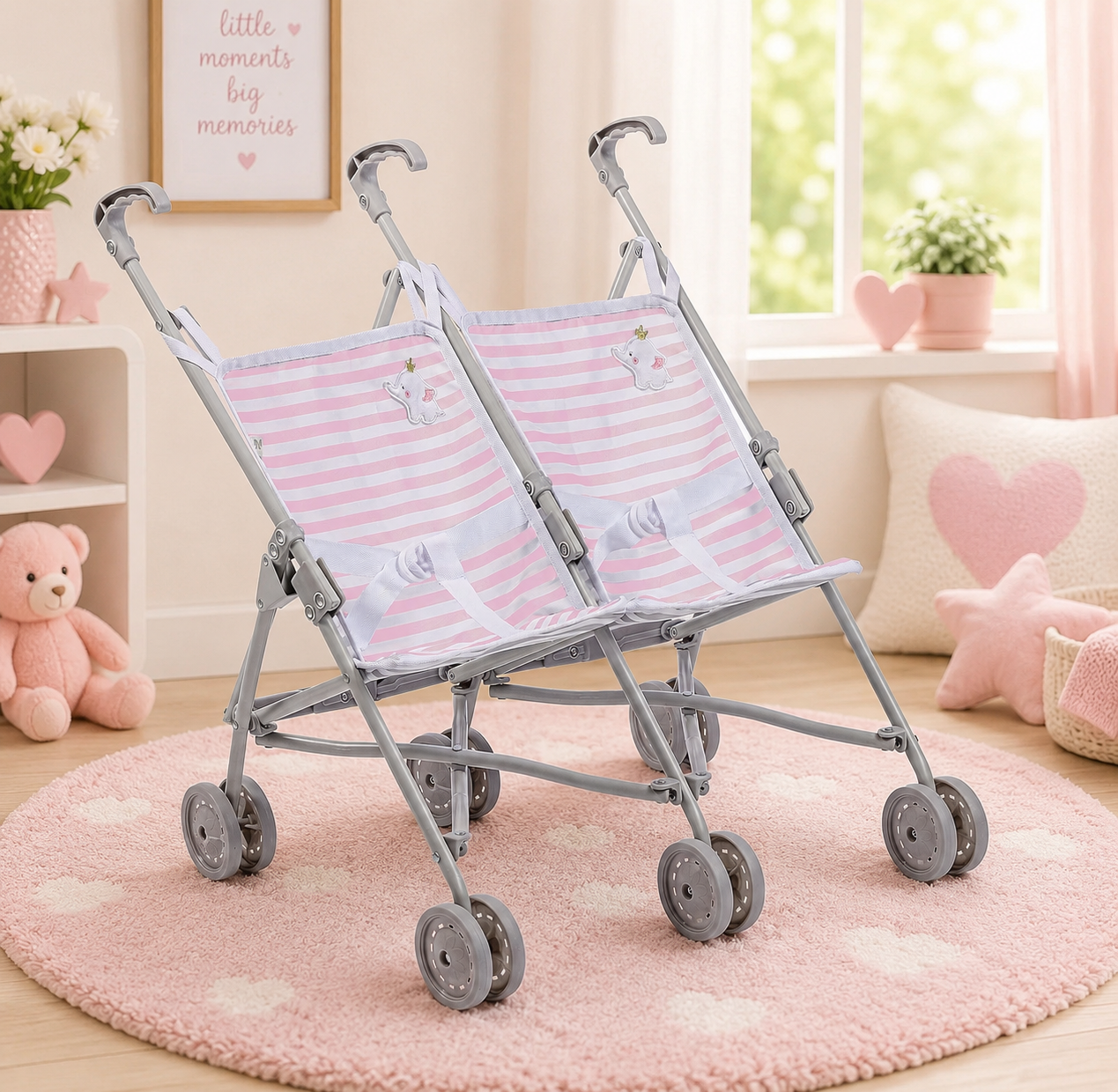 JC Toys Berenguer Boutique Twin Umbrella Baby Doll Stroller Elephant T – JC Toys Group Inc