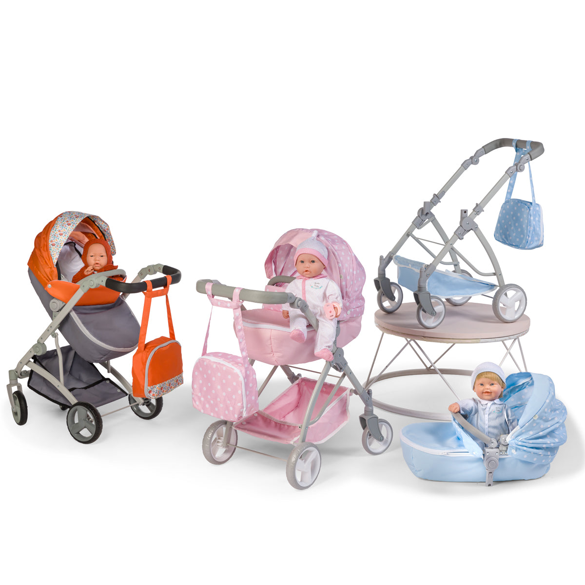 JC Toys - Berenguer Boutique Playtime | Deluxe Folding Sports Pram Stroller | Royal Pink Collection | for Dolls up to 20" | Ages 3+