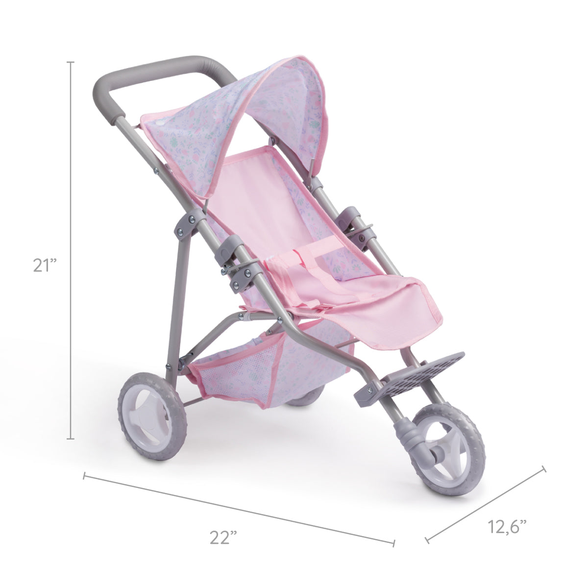 JC Toys - Berenguer Boutique Playtime | Deluxe Folding Jogger | Royal Pink Collection | for Dolls up to 20" | Ages 3+