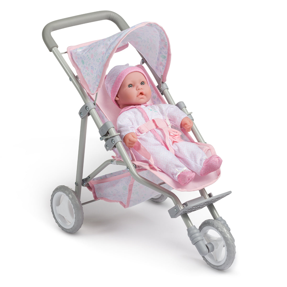 JC Toys - Berenguer Boutique Playtime | Deluxe Folding Jogger | Royal Pink Collection | for Dolls up to 20" | Ages 3+