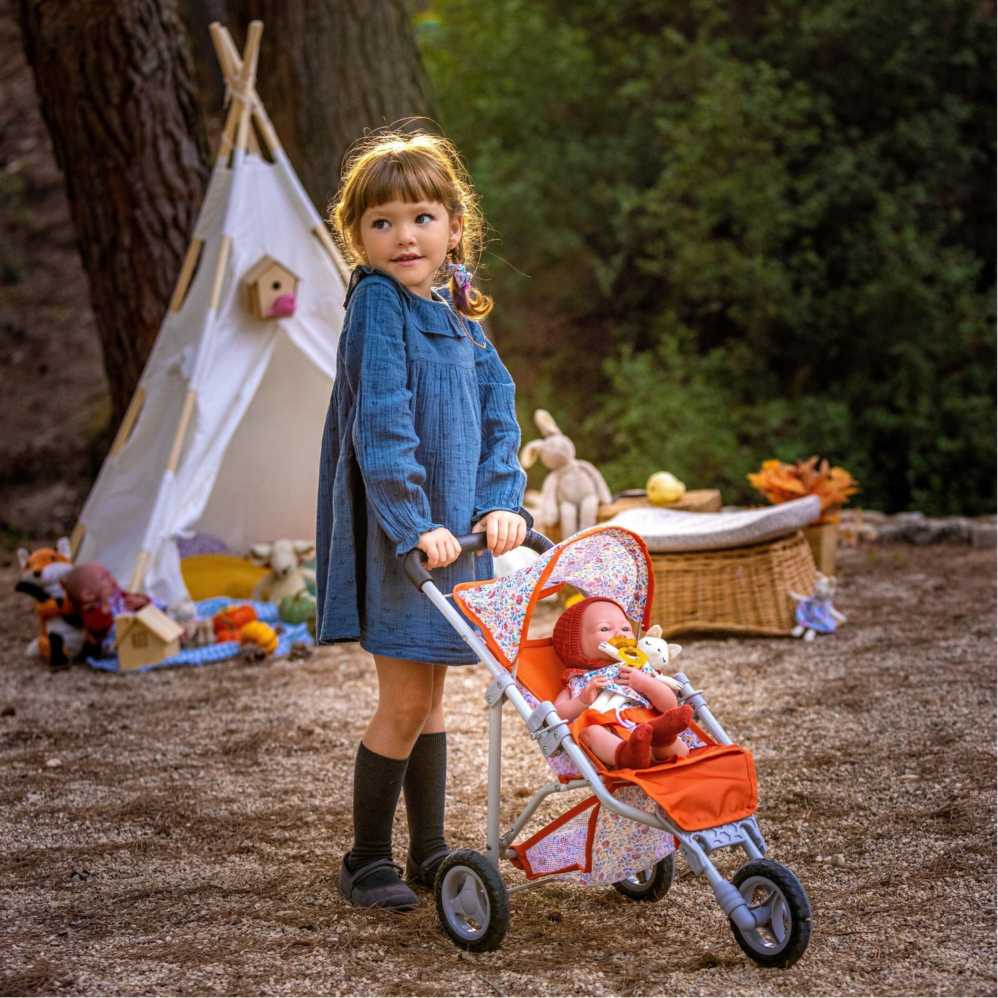 JC Toys - Berenguer Boutique Playtime | Deluxe Folding Jogger | Nature Collection | for Dolls up to 20" | Ages 3+