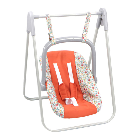 JC Toys - Berenguer Boutique Playtime | 2 in 1 Baby Doll Swing and Portable Carrier | for Dolls up to 18" | Ages 3+ | Nature Theme Collection