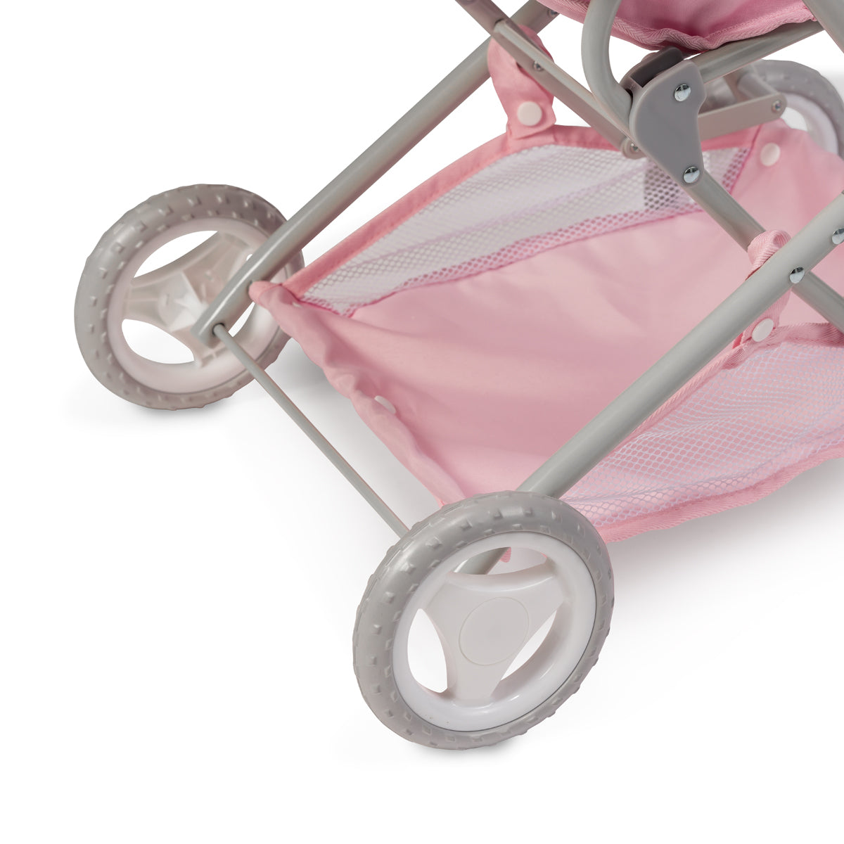 JC Toys - Berenguer Boutique Stroller | Easy Folding Stroller with Canopy and Storage | for Dolls up to 18" | Ages 3+ | Pink Floral