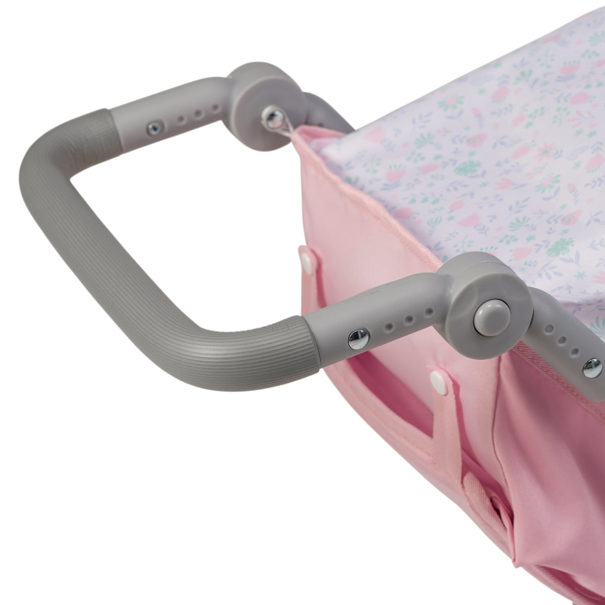 JC Toys - Berenguer Boutique Stroller | Easy Folding Stroller with Canopy and Storage | for Dolls up to 18" | Ages 3+ | Pink Floral