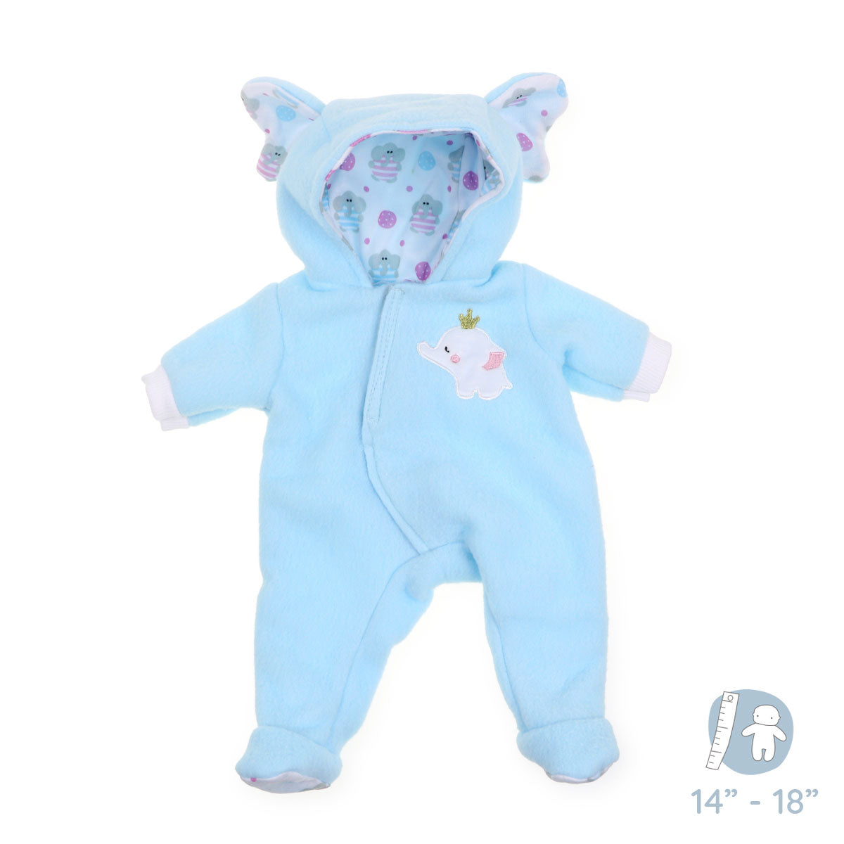 JC Toys Baby Doll Outfit - Blue Stripes & White Overalls, Includes Headband & Booties