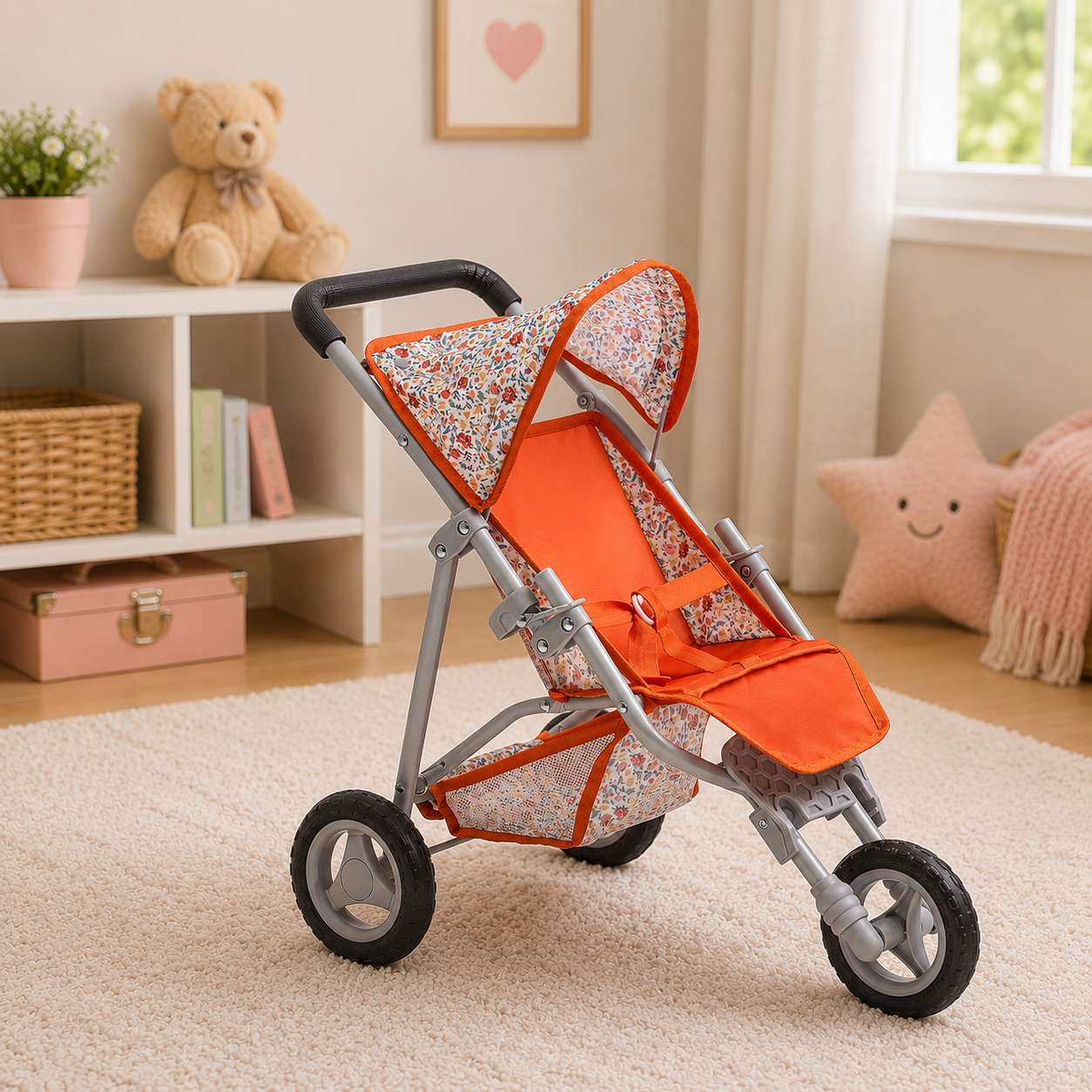 JC Toys - Berenguer Boutique Playtime | Deluxe Folding Jogger | Nature Collection | for Dolls up to 20