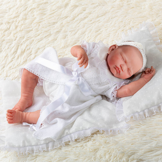 Reborn Doll | Berenguer Classics 17" Weighted & Hand Painted Soft Vinyl | Limited Edition | Leonor | White Dress |