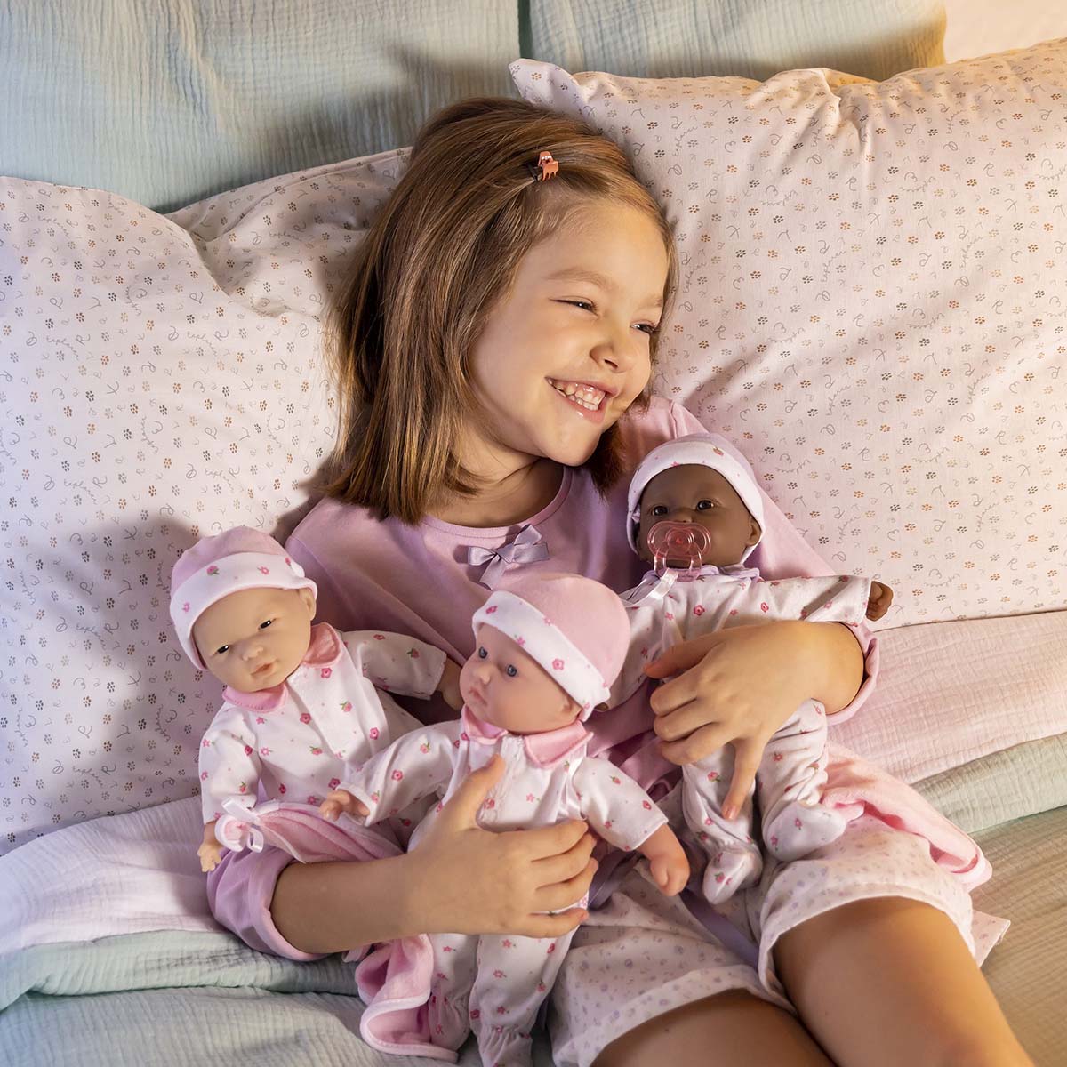 La Baby ® 11" Mini Soft Body Baby Doll White / Pink w/ Blanket & Pacifier.