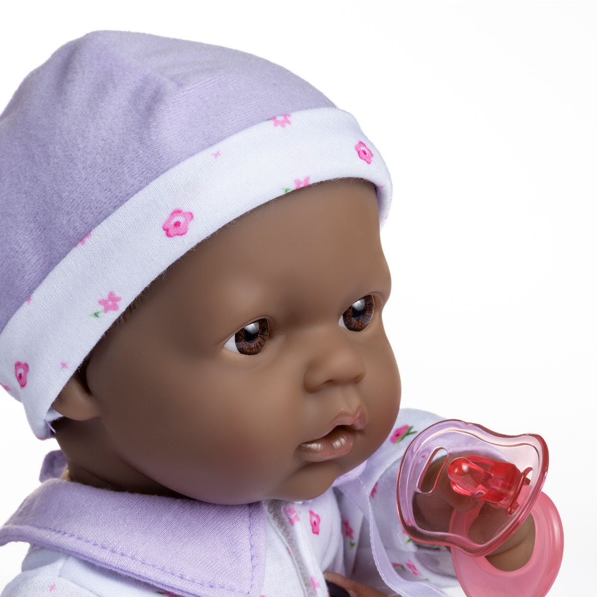 JC Toys, La Baby 16 inches Soft Body African American Baby Doll in Purple Outfit