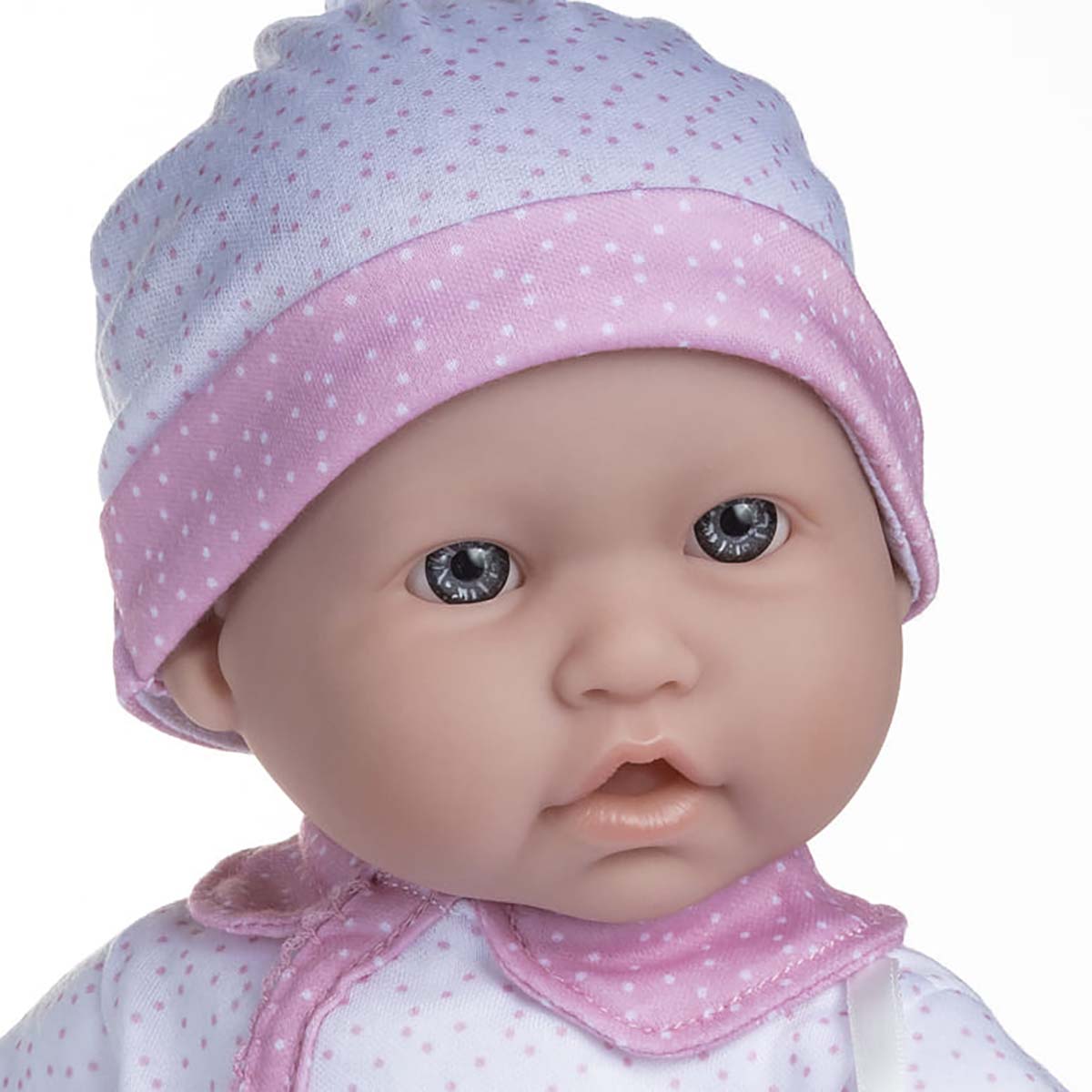 La Baby ® 16" Soft Body Baby Doll White/Pink Onesie w/ Pacifier & Magic Bottle.
