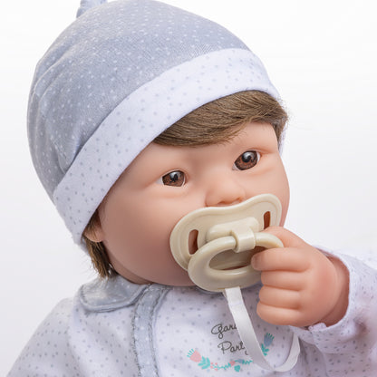 JC Toys, Down Syndrome La Baby 16 inches Soft Body Baby Doll with Brown Hair - Realistic Features