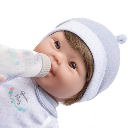 JC Toys, Down Syndrome La Baby 16 inches Soft Body Baby Doll with Brown Hair - Realistic Features