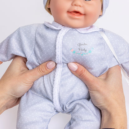 JC Toys, Down Syndrome La Baby 16 inches Soft Body Baby Doll with Brown Hair - Realistic Features