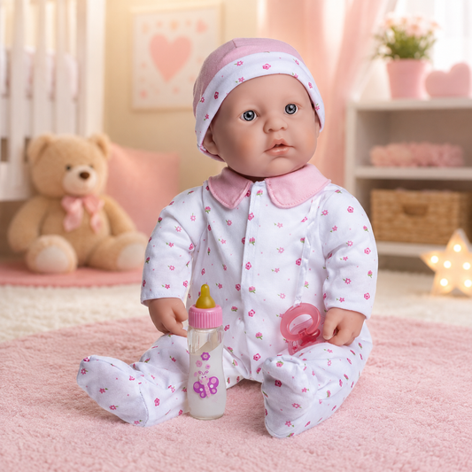 La Baby Play Doll - 20" Soft Body Baby Doll in baby outfit Pink w/ Pacifier