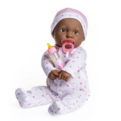La Baby Play Doll - 20" African American Soft Body Baby Doll in baby outfit Pink w/ Pacifier