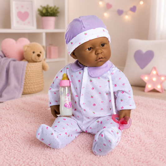 La Baby Play Doll - 20" Asian Soft Body Baby Doll in baby outfit Purple w/ Pacifier