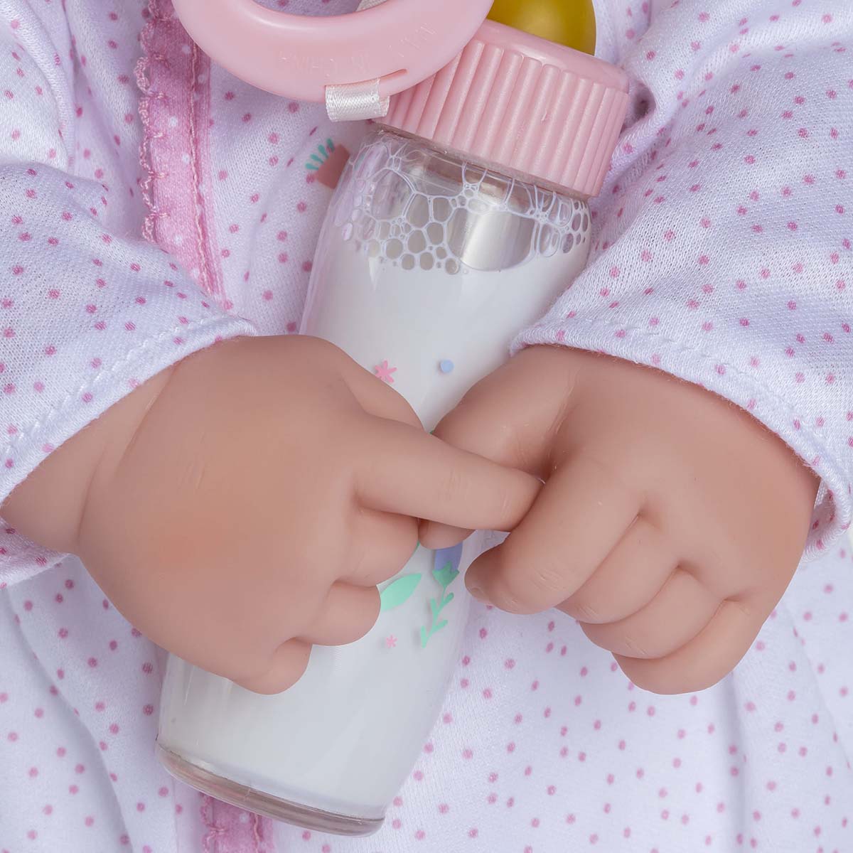 La Baby ® 20" Soft Body Baby Doll White/Pink Onesie w/ Pacifier & Magic Bottle.