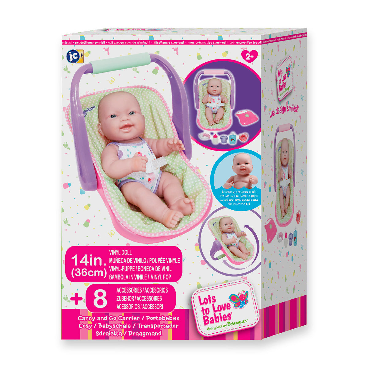 JC Toys Lots to Love Babies Doll 14 All Vinyl Play Doll Adjustable Carrier Set Children 2
