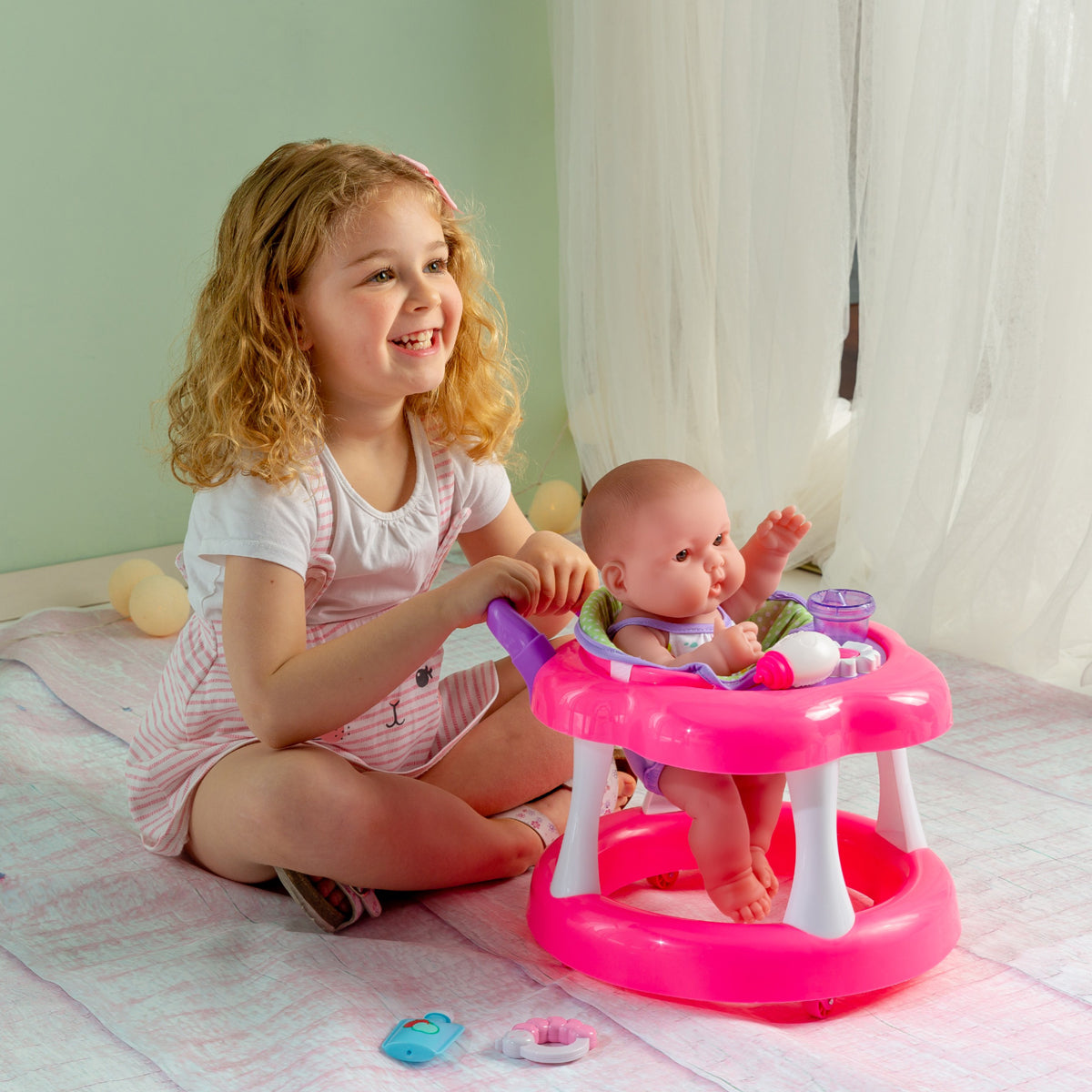 JC Toys, Lots to Love Babies All-Vinyl 14 inches Baby Doll in Walker with Accessories