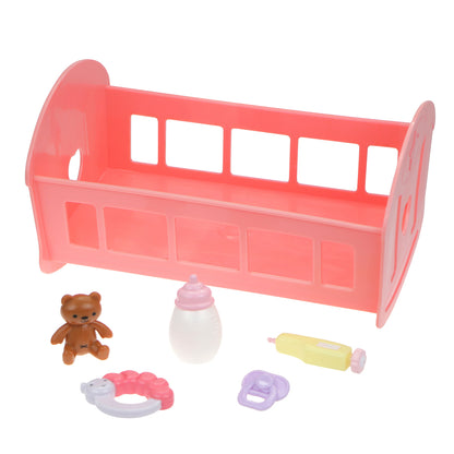 JC Toys, Lil' Cutesies 9.5 inches All Vinyl Washable Doll Rocking Crib Gift Set