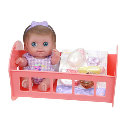 JC Toys, Lil' Cutesies 9.5 inches All Vinyl Washable Doll Rocking Crib Gift Set