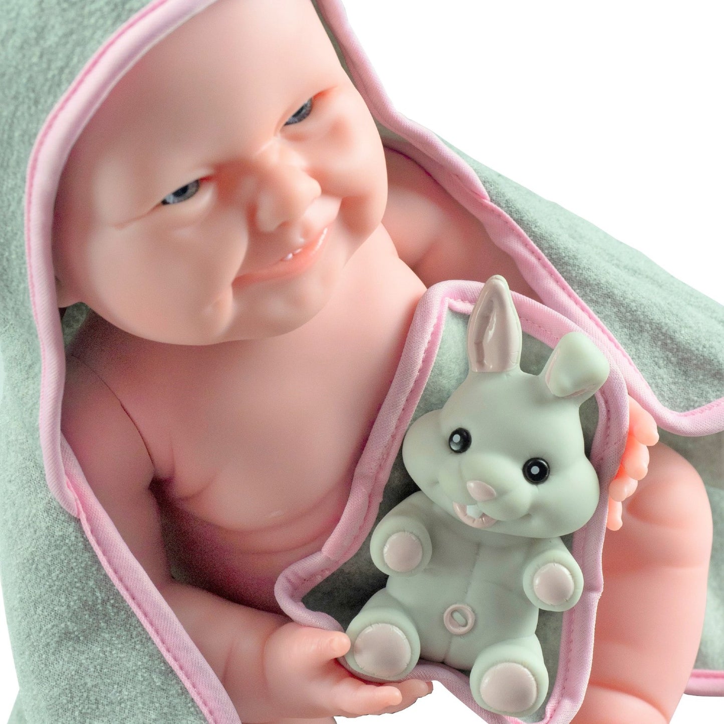 JC Toys, La Newborn Baby Doll, All Vinyl Realistic 17" Anatomically Correct Real Girl, with Hooded Rabbit Towel