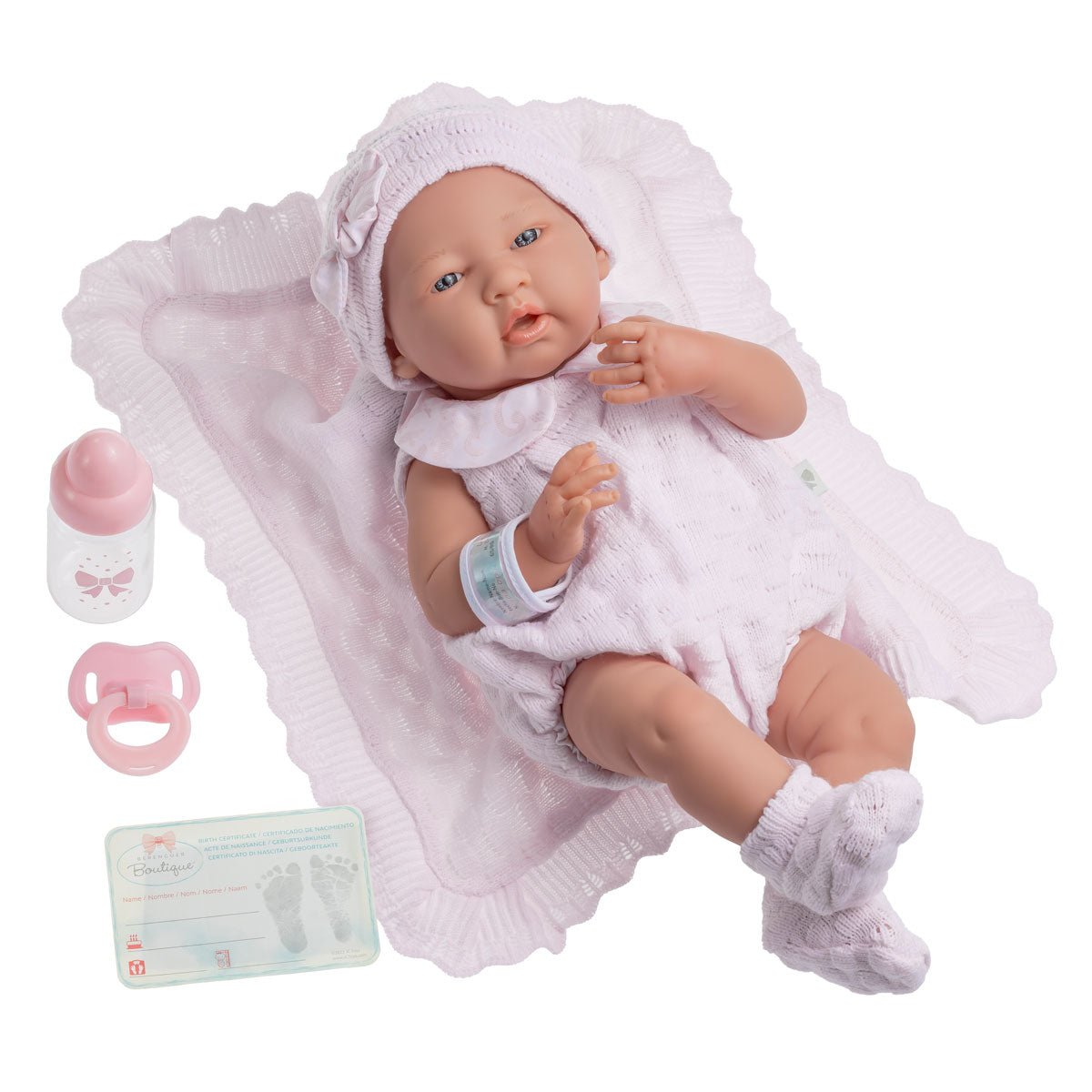 JC Toys La Newborn REAL GIRL Baby Doll - 17" Anatomically Correct Realistic Vinyl Doll With Pink Outfit