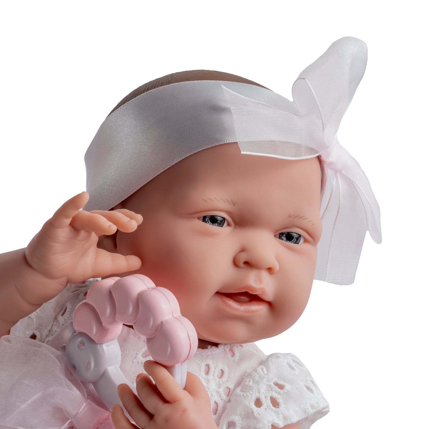 La Newborn All Vinyl Anatomically Correct Real Girl 15in Baby Doll - White Dress