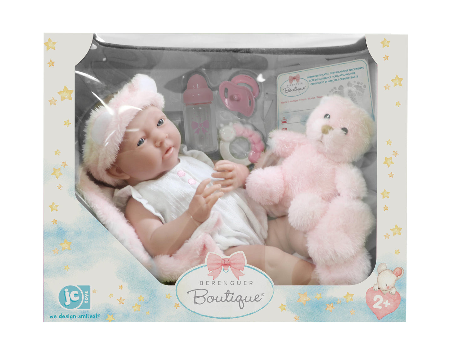 JC Toys,La Newborn All-Vinyl Real Girl 15in Baby Doll-White Outfit & Accessories