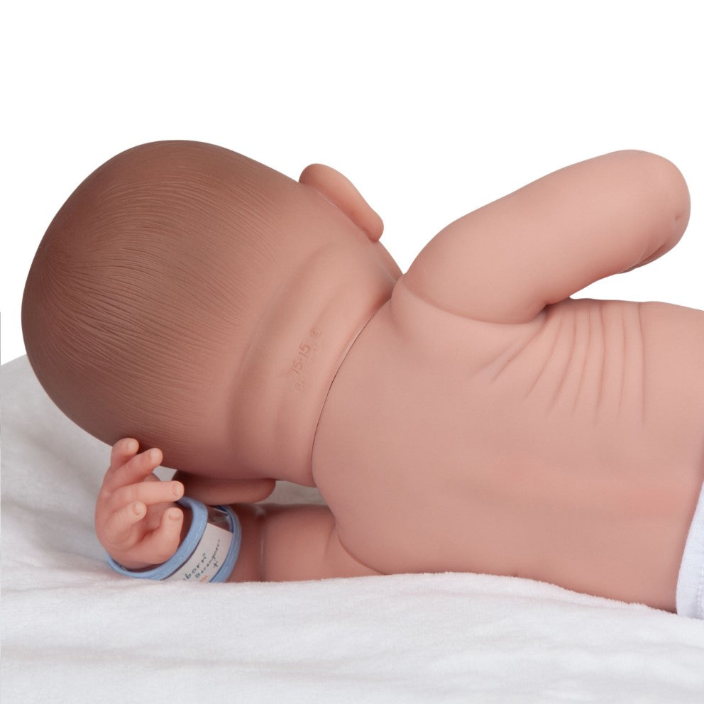 JC Toys, La Newborn All-Vinyl Real Boy 15 in Baby Doll-Blue with White Polka Dots