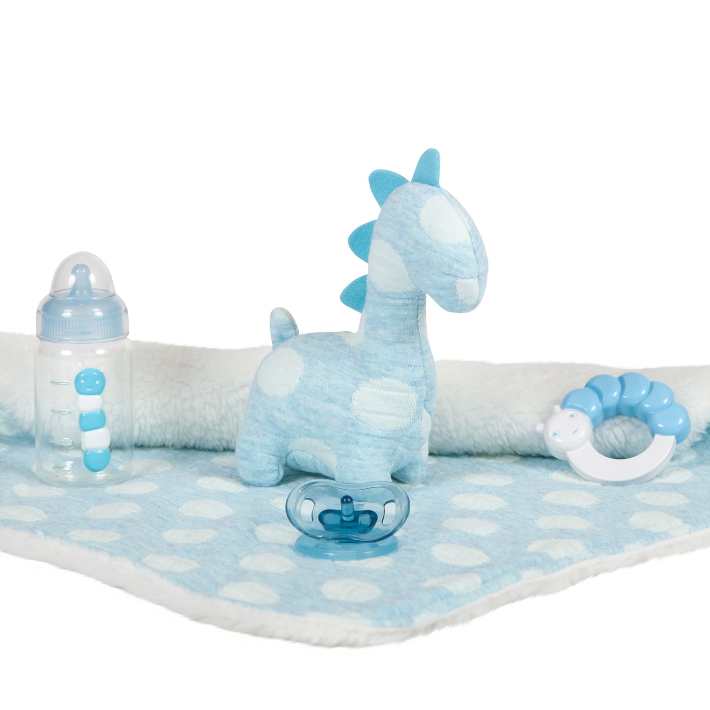 JC Toys, La Newborn All-Vinyl Real Boy 15 in Baby Doll-Blue with White Polka Dots