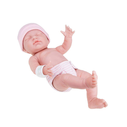 La Newborn® 17"  All-Vinyl Retro La Newborn Doll (closed Eyes) in Pink Set w/ accessories. Window Box