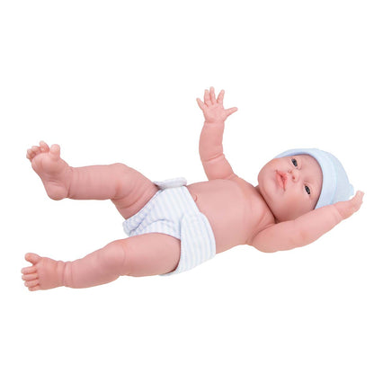 La Newborn® 17"  All-Vinyl Retro La Newborn Doll in Blue w/ accessories. Window Box
