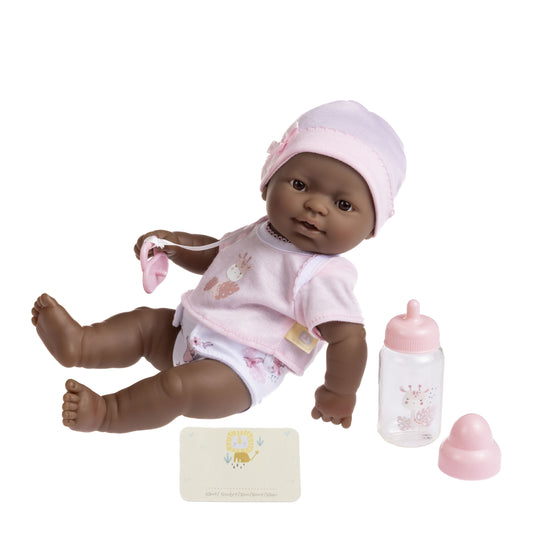 JC Toys, La Newborn 12inches African American All Vinyl Nursery Gift Set Doll