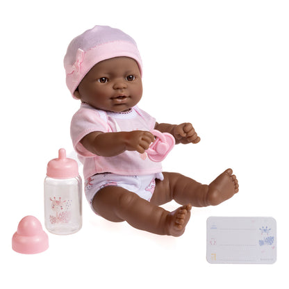 JC Toys, La Newborn 12inches African American All Vinyl Nursery Gift Set Doll