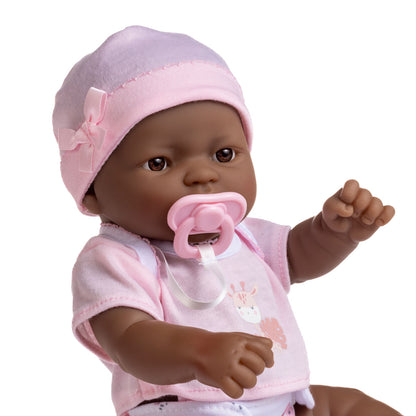 JC Toys, La Newborn 12inches African American All Vinyl Nursery Gift Set Doll