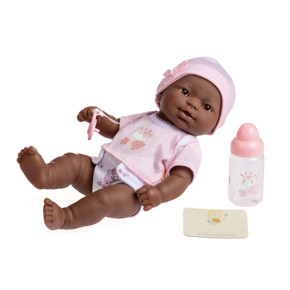 JC Toys, La Newborn 12inches African American All Vinyl Nursery Gift Set Doll