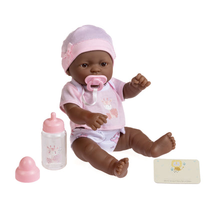 JC Toys, La Newborn 12inches African American All Vinyl Nursery Gift Set Doll