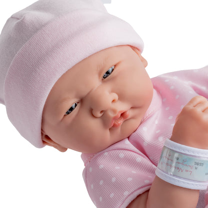 JC Toys, La Newborn Boutique 14 Inch Real Girl Doll-Pink Outfit 9 Pcs Gift Set