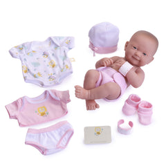 JC Toys, La Newborn Nursery 8 piece Layette Pink Baby Doll Gift Set 14 inch Lifelike Smiling Doll-Accessories-Ages 2+