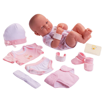 JC Toys, La Newborn Nursery 8 piece Layette Pink Baby Doll Gift Set 14 inch Lifelike Newborn Doll-Accessories-Ages 2+