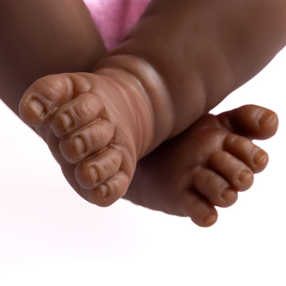 La Newborn Nursery 8pc. Lifelike African American 14in Baby Doll - Pink Gift Set
