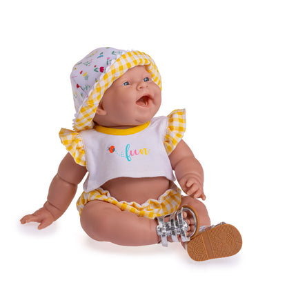 Lola Lemon Twist 14” Realistic All Vinyl Posable Play Doll "REAL GIRL"– Happy Face- Dressed in 3 Piece Fun Collection Outfit with Shoes -By Berenguer Boutique