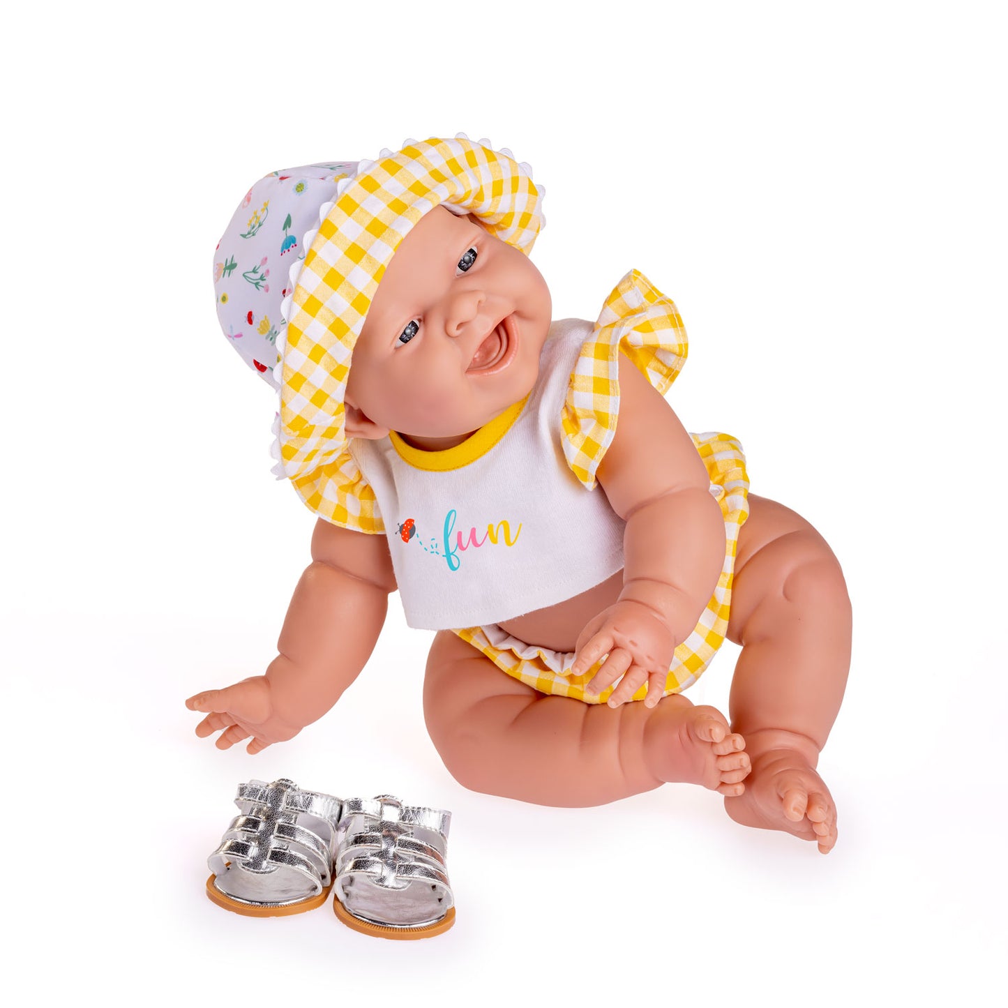 Lola Lemon Twist 14” Realistic All Vinyl Posable Play Doll "REAL GIRL"– Happy Face- Dressed in 3 Piece Fun Collection Outfit with Shoes -By Berenguer Boutique