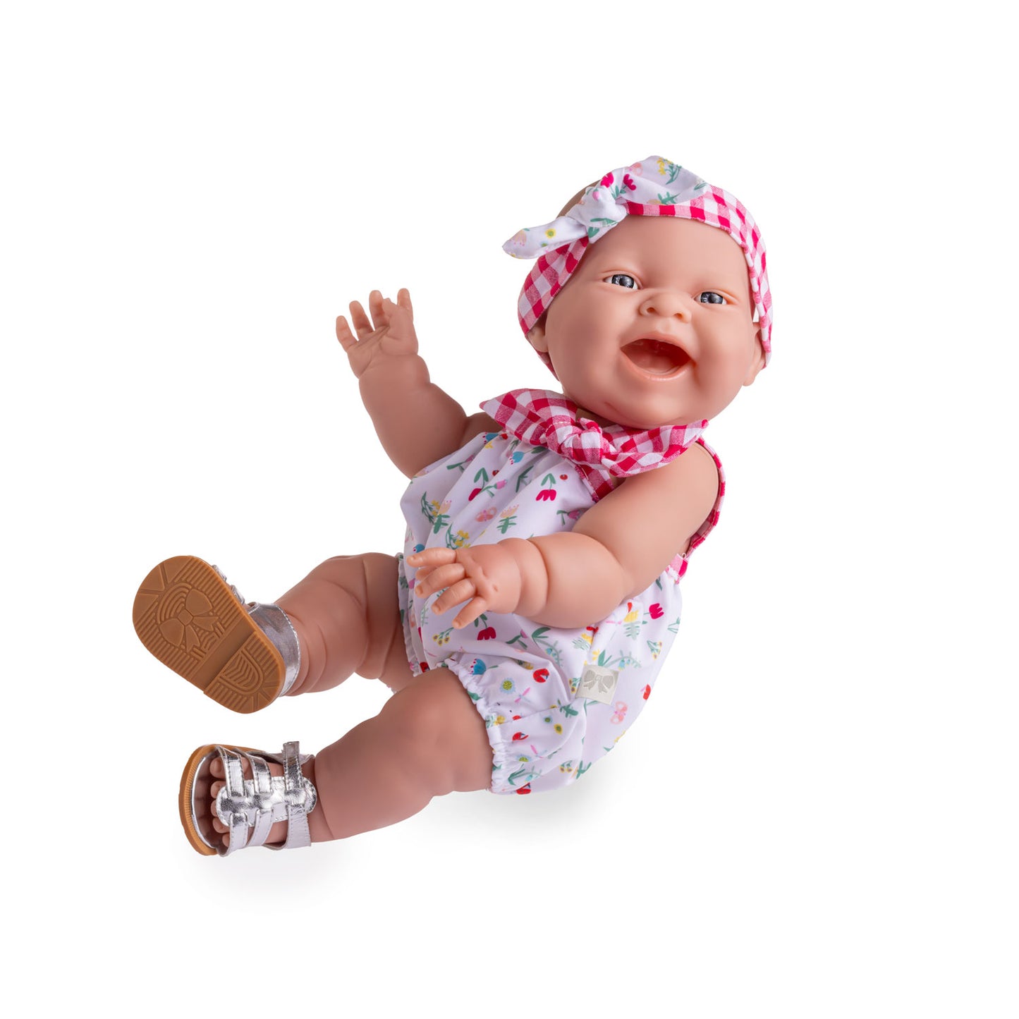 Lola Spring Picnic 14” Realistic All Vinyl Posable Play Doll "REAL GIRL" – Happy Face- Dressed in 2 Piece Fun Collection Outfit with Shoes -By Berenguer Boutique
