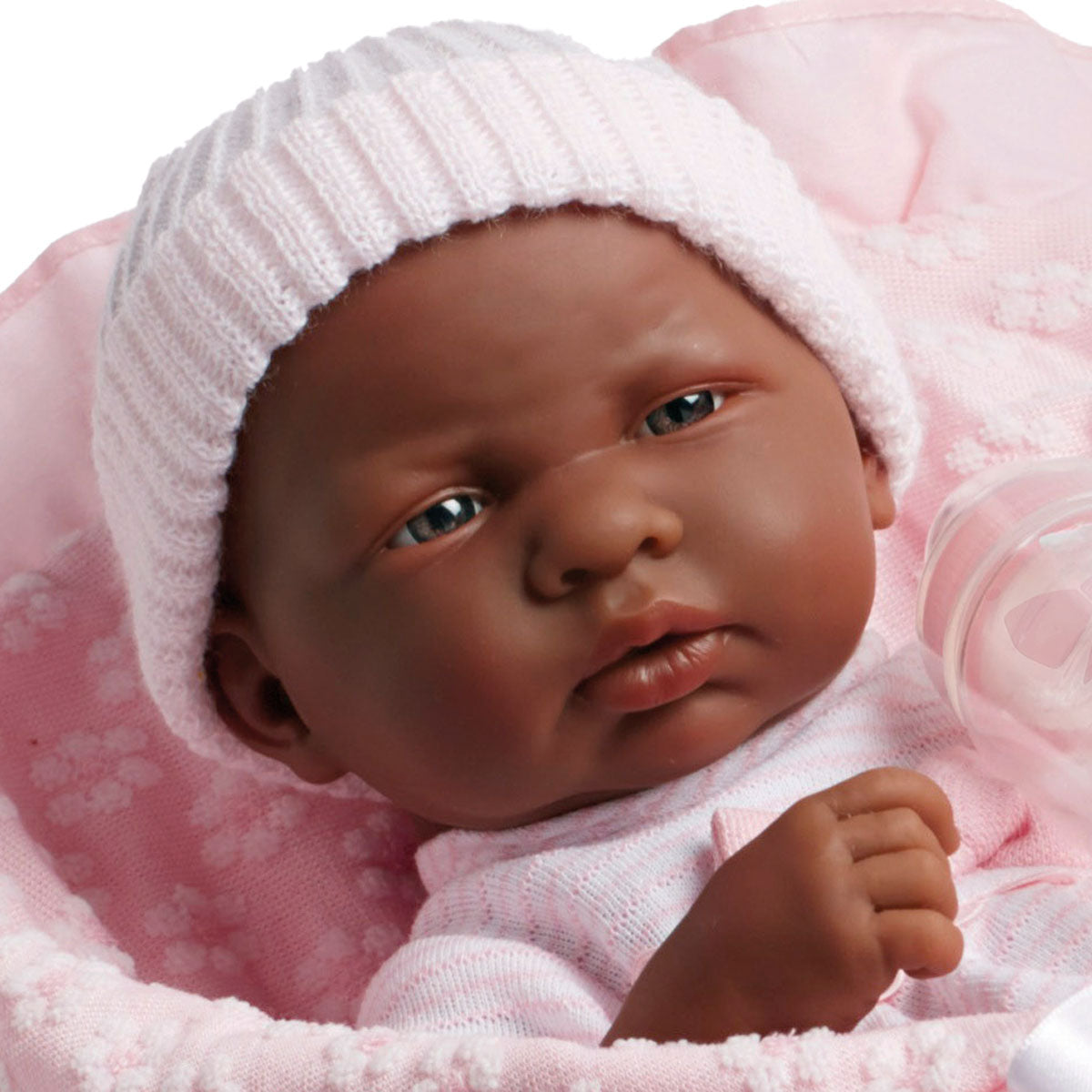 JC Toys, Soft Body La Newborn African American Baby Doll 15.5in-Pink Layette Set
